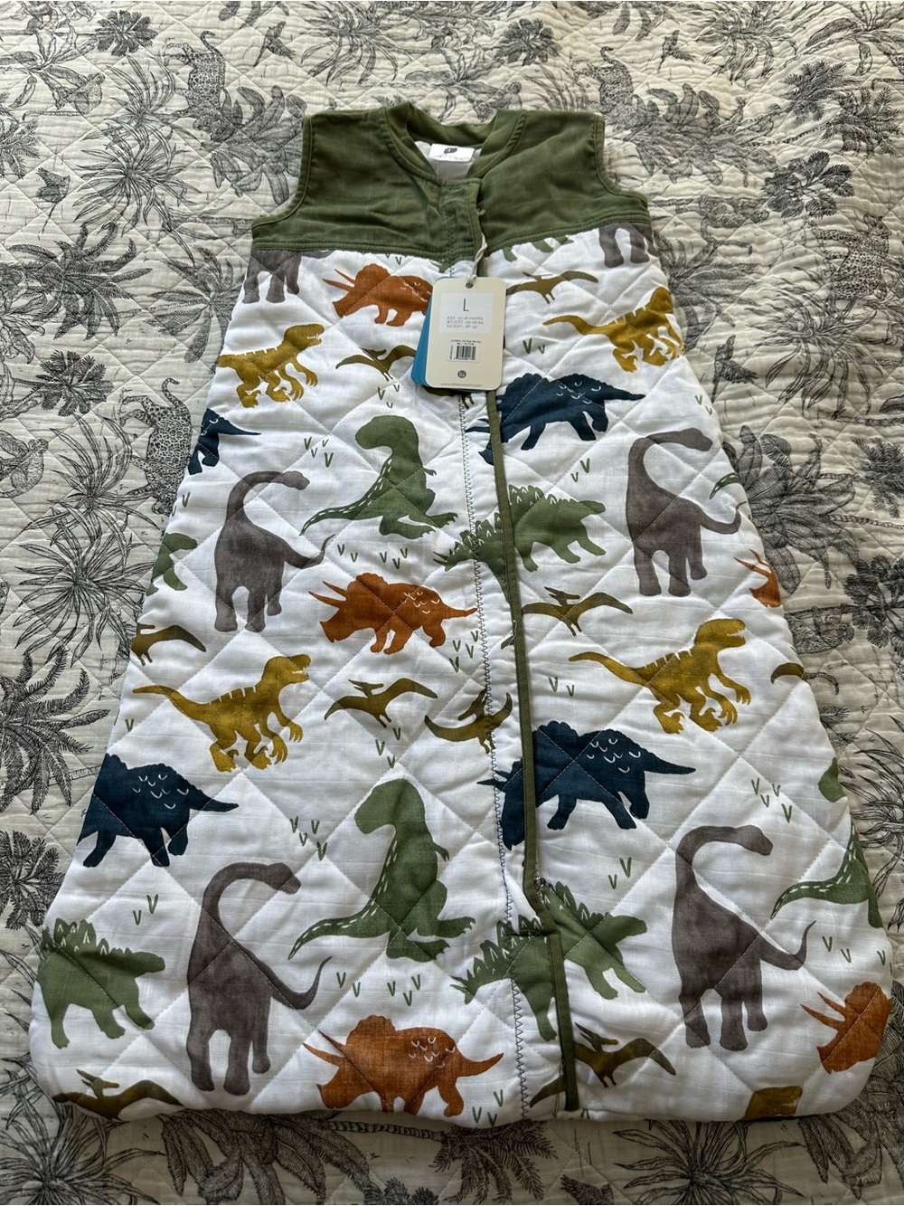 Little unicorn Green Dinosaur quilted Sleep bag L 12-18M